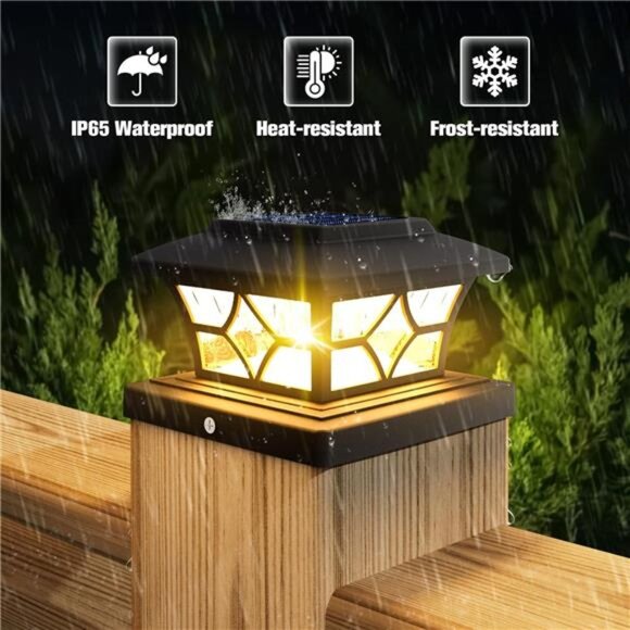 Solar Post Cap Lights Outdoor, Solar Powered Post Cap Lights 4x4 Vinyl/Wood Post - Picture 2 of 7